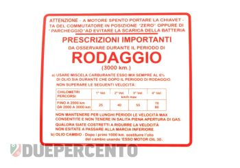 Adesivo "RODAGGIO" per Vespa 150 GS