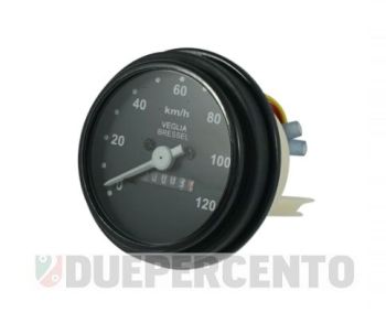 Contachilometri Ø=70mm RMS CLASSIC scala 120 km/h cornice nera per Vespa PK50-125/ S/ SS
