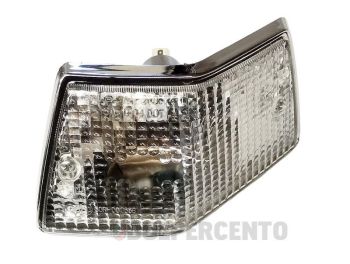 Freccia posteriore destra PIAGGIO, vetro bianco, cornice cromata per Vespa PX125-200/ P200E/ MY/ T5