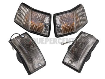 Kit frecce SIP anteriori e posteriori, vetro fumè con cornice nera per Vespa PX125-200/ P200E/ MY/ T5