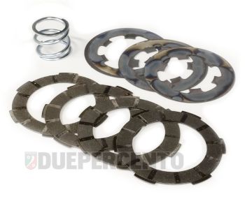 Dischi frizione FERODO RACE 2.0 per frizione monomolla, 4 dischi sughero, 3 infradischi, 1 molla rinforzata per Vespa 50/ 50 Special/ ET3/ Primavera/ PK50-125