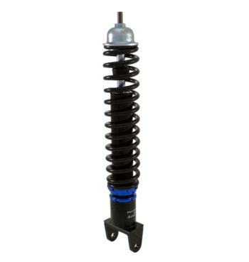 Ammortizzatore posteriore FORSA Racing, corpo nero, molla nera, per Vespa 50/ 50 special/ ET3/ PX125-200/ P200E/ Rally 180-200/ T5/ GTR/ TS/ Sprint