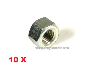 Dado M7, zincato, 10 pz, per prigionieri carter motore Vespa