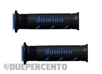 Coppia manopole DOMINO MX2, Ø 22/26 mm, nero blu - soft - estremità aperta