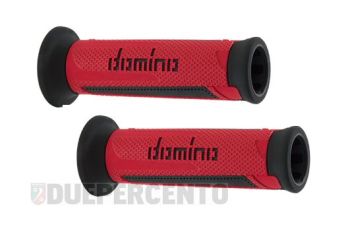 Coppia manopole DOMINO turismo, Ø 22/26 mm, rosso/nero - estremità aperta