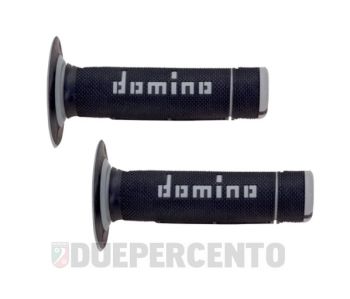Coppia manopole DOMINO off-road, Ø 22/26 mm, nero/grigio - estremità chiusa