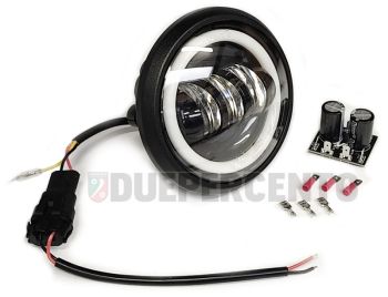 Fanale anteriore completo Ø 115 mm led, EVOK "Angel Eyes" per Vespa 125 ET3/ Primavera/ Super/ 150 Super