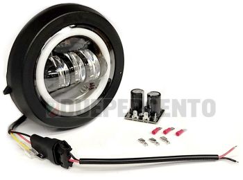 Fanale anteriore completo Ø 135 mm led, EVOK "Angel Eyes" per Vespa PK50/S/XL/ N/Rush