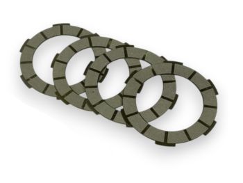 Dischi frizione EVOK "Soft Iron Clutch" per frizione monomolla, 4 dischi sughero racing, per Vespa 50/ 50 Special/ ET3/ Primavera/ PK50-125