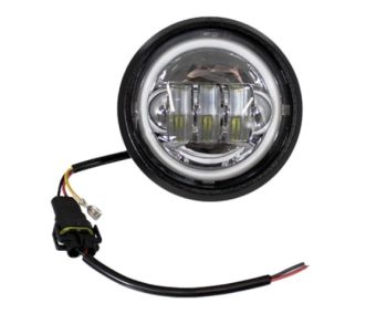 Fanale anteriore completo Ø 115 mm led, EVOK "Angel Eyes" parabola cromata per Vespa 125 ET3/ Primavera/ Super/ 150 Super