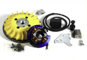 Accensione elettronica PARMAKIT cono 20mm, 2.05Kg, ventola gialla, per Vespa PK 50-125/ S/ XL/ XL2/ FL/ HP/ N/ Rush/ Ape - avviamento elttrico 5 fili