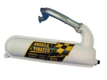 Marmitta espansione PINASCO siluro bianca "ANDREA PINASCO" per Vespa 50/ 50 Special/ N/ L/ R/ S