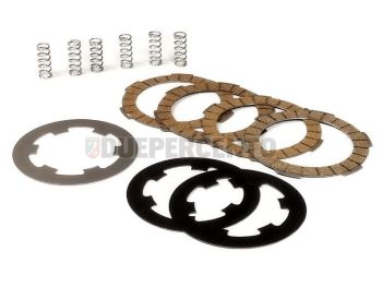 Dischi frizione POLINI EVOLUTION per frizione 6 molle, 4 dischi sughero, 3 infradischi, 6 molle rinforzate per Vespa PK50/ S/ SS/ XL/ XL2/ FL/ HP/ N/ Rush/ Ape