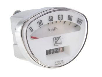 Contachilometri PIAGGIO fondo bianco stemma quadro per Vespa 50 SS/90 SS/ 125 VMA/ Super/ 150 Super