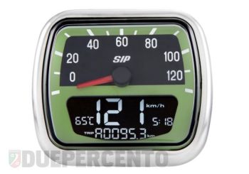 Contachilometri e contagiri SIP 2.0 per Vespa 125 V30-33/VM/VN/ACMA/150 VL scala 120km/h, fondo nero
