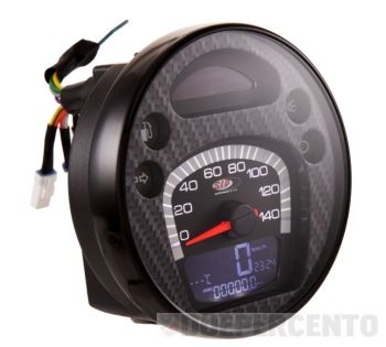 Contachilometri e contagiri SIP 2.0 Ø=105mm, fondo carbon look per Vespa PX125-150-200 Arcobaleno/ '98/ MY