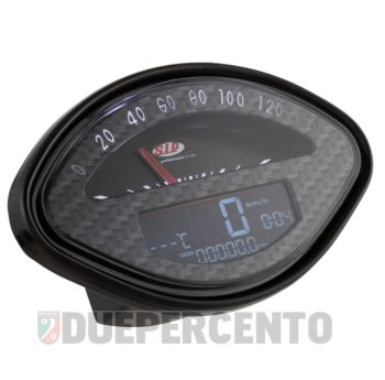 Contachilometri e contagiri SIP 2.0, fondo carbon look per Vespa GT/ VBA/ VBB/ GL/ GS/ Sprint/ 160GS/ 180SS