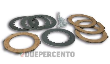 Dischi frizione MALOSSI Sport per frizioni 8 molle, 4 dischi sughero, 3 infradischi, per Vespa PX125-200/ GTR/ TS/ P200E/ Cosa200/ Rally180-200/ T5