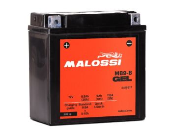 Batteria MALOSSI 12V/9Ah, MB9-B gel per Vespa PX125-200 E Lusso/ T5/ Cosa Elestart/ PX125-200 E `98/MY/`11/ PK 125 ETS/N/XL/XL2