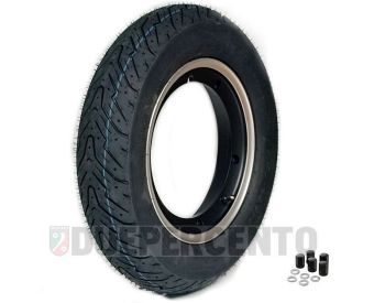 Ruota completa Posteriore PIRELLI ANGEL 3.50-10, con cerchio tubeless SIP 2.10-10, nero bordo lucido per Vespa Smallframe
