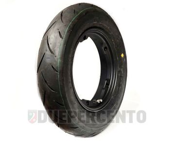 Ruota completa Anteriore UNILLI TH-558a, soft 3.50-10, con cerchio tubeless FA ITALIA 2.10-10, nero per Vespa Largeframe