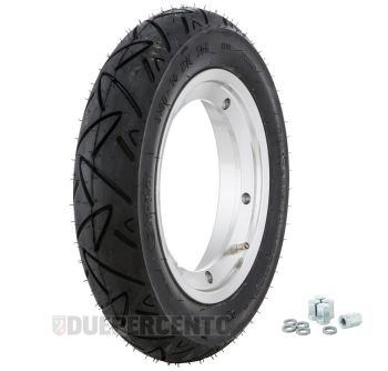 Ruota completa Posteriore CONTY TWIST, 3.00-10 con cerchio tubeless SIP 2.10-10" alluminio lucido per Vespa Smallframe