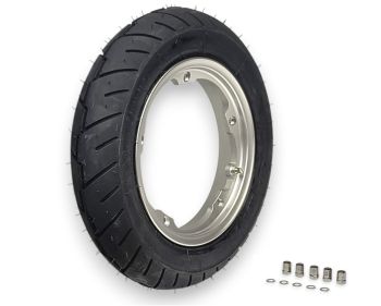 Ruota completa Unidirezionale MICHELIN S1, 3.00-10, con cerchio tubeless VMC 2.10-10, argento verniciato per Vespa Smallframe