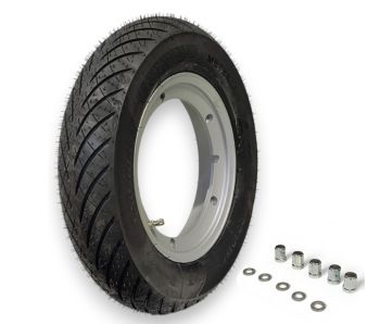 Ruota completa Anteriore METZELER Roadtec 3.50-10 con cerchio TUBELESS SIP 2.10-10 grigio per Vespa Largeframe
