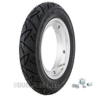 Ruota completa Posteriore CONTY TWIST, 3.50-10" con cerchio tubeless SIP 2.10-10" alluminio lucido per Vespa Largeframe