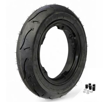 Ruota completa Unidirezionale BGM Sport 3.00-10", con cerchio tubeless VMC 2.10-10 nero opaco per Vespa Smallframe