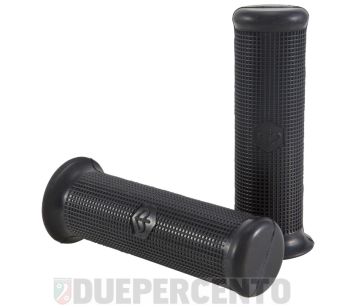 Coppia manopole nere, stemma PIAGGIO esagonale Ø 24/24 mm, l=125 mm per Vespa 50/ N/ L/ R/ SS/ 90/ SS/ 125 PV/ VNA/ VNB1-2/ GT/ 150 GL/ Super/ Sprint/ 180 SS