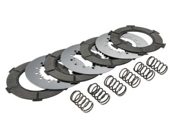 Dischi frizione SIP PERFORMANCE Race - Hightec per frizioni 6 molle, 4 dischi Black Carbon, 3 infradischi, 6 molle rinforzate per Vespa PX125-150/ Lusso/ MY/ GTR/ TS/ Sprint Veloce