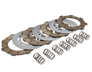 Dischi frizione SIP PERFORMANCE Sport per frizione 7 molle, 4 dischi sughero, 3 infradischi, 7 molle rinforzate per Vespa PX200/ P200E/ Lusso/ Cosa200/ LML/Rally200/ 160GS/ 180SS