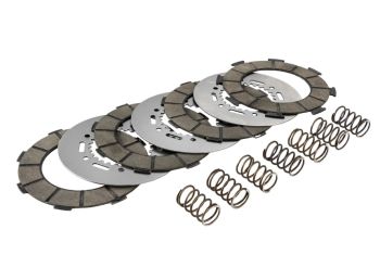 Dischi frizione SIP PERFORMANCE Race - Hightec per frizione 7 molle, 4 dischi Black Carbon, 3 infradischi, 7 molle rinforzate per Vespa PX200/ P200E/ Lusso/ Cosa200/ LML/Rally200/ 160GS/ 180SS