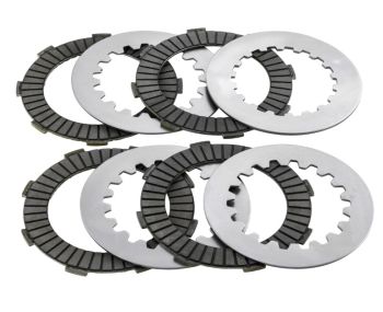 Dischi frizione SIP PERFORMANCE COSA 2 CR80 Race per frizioni 8 molle, 4 dischi Black Carbon dente da 14mm, 4 infradischi per Vespa PX125-200/ GTR/ TS P200E/ Cosa200/ Rally180-200/ T5