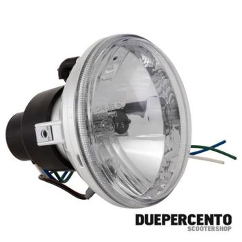 Fanale anteriore completo Ø 115 mm JOCKEY'S BOXENSTOP per lampadina alogena P43t, per Vespa ET3/ Primavera/ Super, Lambretta 125 LI/Special/150 LI/Special/SX/175 TV/200 SX/TV
