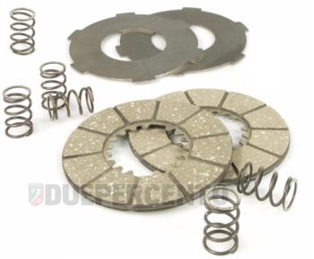 Dischi frizione SURFLEX per frizione 6 molle, 2 dischi sughero, 2 infradischi, 6 molle per Vespa 98/ 125 V1-15T/ V30-33T/ Ape A1-15T