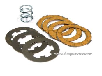 Dischi frizione FA ITALIA per frizione monomolla, 4 dischi sughero, 3 infradischi, 1 molla rinforzata per Vespa 50/ 50 Special/ ET3/ Primavera/ PK50-125
