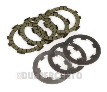 Dischi frizione FRT 4 dischi sinterizzati carbonio, 3 infradischi per Vespa 50/ 50 Special/ ET3/ Primavera/ PK50-125/ HP/ Ape