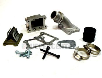 Collettore aspirazione lamellare VMC 25mm, 2 fori per carburatori 26/28mm per Vespa 50/ 50 Special/ ET3/ Primavera
