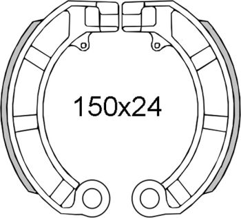 Ganasce freno anteriore/posteriore RMS 10" - d150x24, per Vespa PK50-125/ S/ XL/ XL2/ PX125-200/ P200E/ T5/ 125 GT-TS/ Sprint V/ 160GS/ 180SS/ Rally/ LML