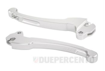 Coppia leve sportive SIP freno tamburo e frizione - argento anodizzato per Vespa Smallframe / Largeframe