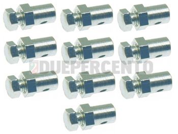 Morsetto cavi marce e frizione FA ITALIA, Ø 7 mm, L 8 mm, chiave 7/8mm, 3 parti - 10 pezzi per Vespa 50/ 50 special/ ET3/ PK50-125/ PX125-200/ Rally/ GTR/ GL/ GS160/ SS180