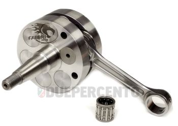 Albero motore FABBRI RACING spalle piene, cono 20, biella 102 ricavata dal pieno, corsa 53 per carter QUATTRINI C1, Vespa 50/ 50 Special/ ET3/ Primavera/ PK50-125