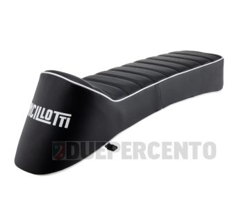 Sella Ancelotti, nera, scritta bianca per Lambretta 125 LI/Special/GP/DL/150 LI/Special/SX/GP/175 TV/200 TV/SX/GP/DL