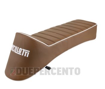 Sella Ancelotti, marrone, scritta bianca per Lambretta 125 LI/Special/GP/DL/150 LI/Special/SX/GP/175 TV/200 TV/SX/GP/DL