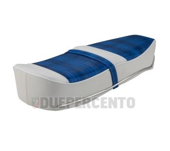 Sella Pegasus bianca e tartan blu per Lambretta 125 LI 3°/LIS/DL/GP/150 LI 3°/LIS/SX/DL/GP/175 TV 3°/200 SX/DL/GP