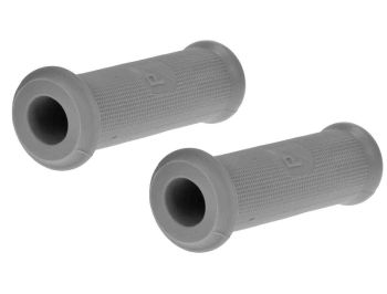 Coppia manopole grigie ARIETE, stemma PIAGGIO quadro Ø 22/22 mm, l=120 mm per Vespa 125 VNB/ 150 VB1/ VBA/ VBB/ VGL1/ VGLA-B/ 150 GS VS2-5/ 160 GS