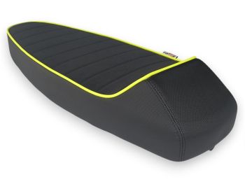 Sella NISA SPORT RACING bordino giallo fluo, per Vespa 50/ 50 Special/ Et3/ Primavera