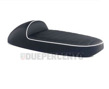 Sella NISA CORSA in abs rivestita in skai nero con bordino bianco per Vespa 50/ 50 Special/ ET3/ Primavera